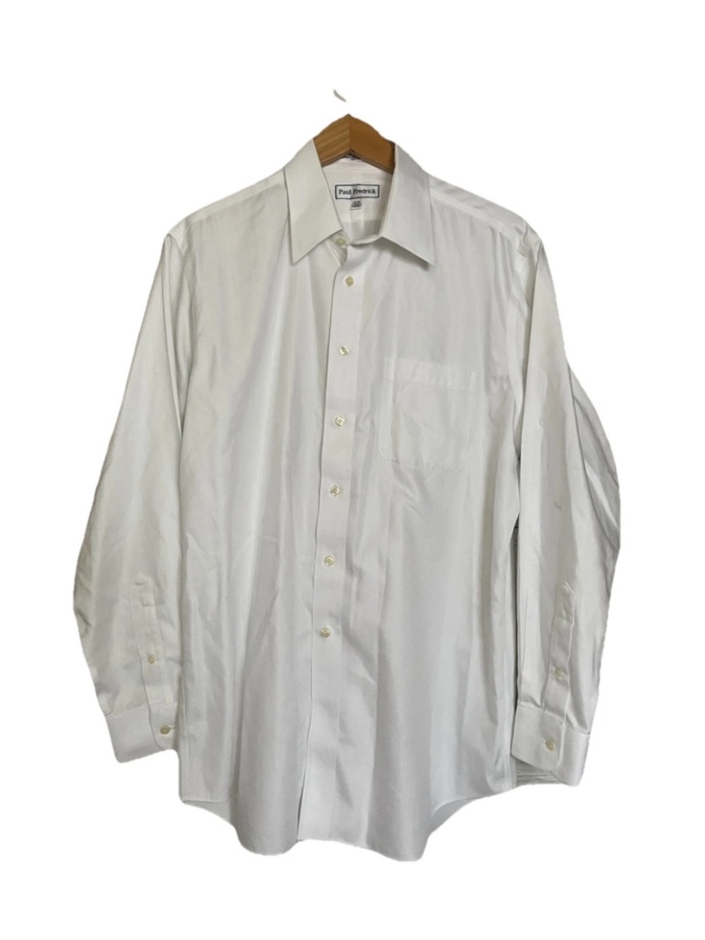 Paul Frederick White Men’s Dress Shirt 16-35 Classic Fit Non-Iron Two Ply Cotton